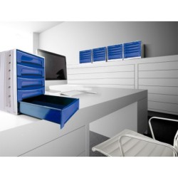 Fichero cajones de sobremesa archivo 2000 305x370x215 mm bandeja organizadora superior 5 cajones azul opaco