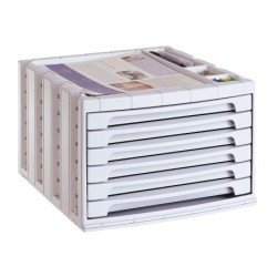 Fichero cajones de sobremesa archivo 2000 305x370x215 mm bandeja organizadora superior 6 cajones gris opaco