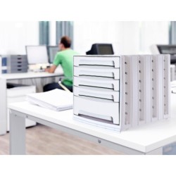 Fichero cajones de sobremesa archivo 2000 305x370x215 mm bandeja organizadora superior 6 cajones gris opaco