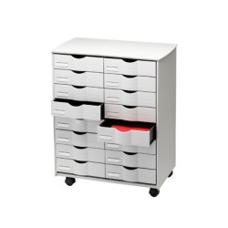 Mueble auxiliar paperflow para oficina negro 16 cajones en 2 columnas gris5x382 71,5x58x34,3 cm