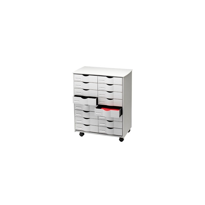 Mueble auxiliar paperflow para oficina negro 16 cajones en 2 columnas gris5x382 71,5x58x34,3 cm
