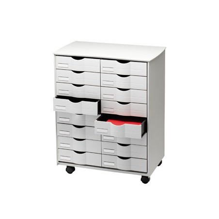 Mueble auxiliar paperflow para oficina negro 16 cajones en 2 columnas gris5x382 71,5x58x34,3 cm