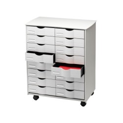 Mueble auxiliar paperflow para oficina negro 16 cajones en 2 columnas gris5x382 71,5x58x34,3 cm