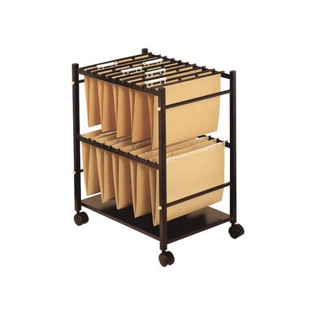 Carrito para carpetas colgantes q-connect negro con ruedas para carpetas tamaño folio carro fijo