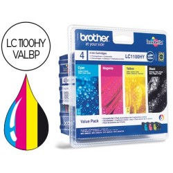 Ink-jet brother lc-1100bk /m/y/c pack 4 colores alta capacidad 900 pag bk- 750 pag m/y/c-