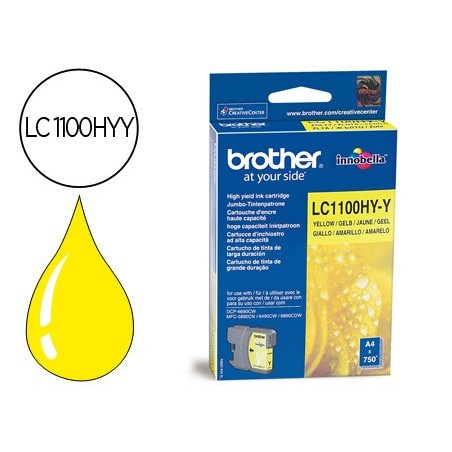 Ink-jet brother lc-1100y amarillo alta capacidad 750 pag
