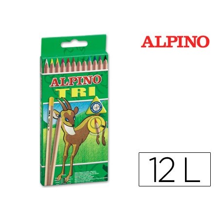 Lapices de colores alpino tri estuche de 12 colores surtidos