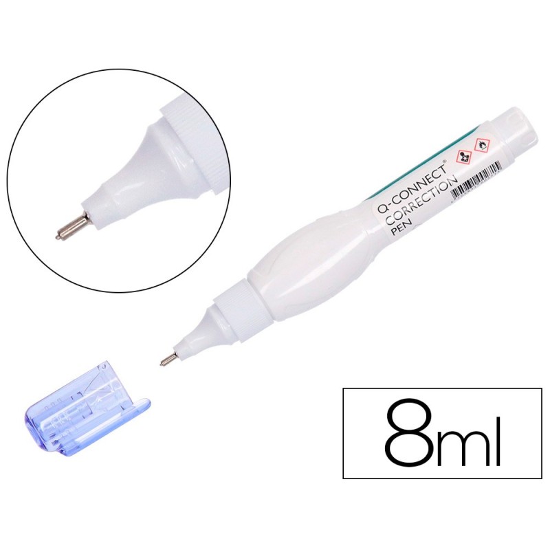 Corrector q-connect lapiz con punta metalica 8 ml