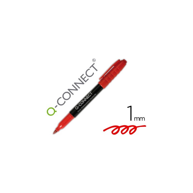 Rotulador q-connect para cd/dvd punta fibra permanente rojo punta redonda 1 mm