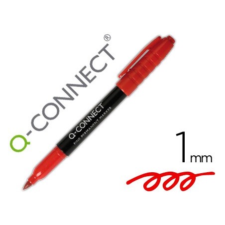 Rotulador q-connect para cd/dvd punta fibra permanente rojo punta redonda 1 mm