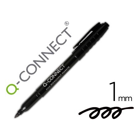 Rotulador q-connect para cd/dvd punta fibra permanente negro punta redonda 1 mm