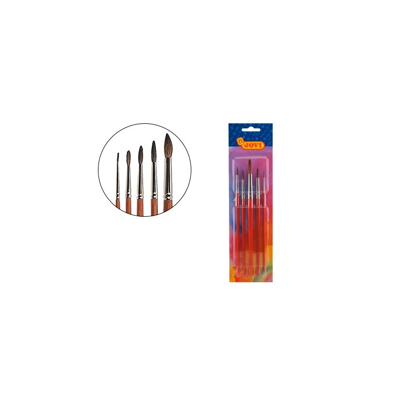 Pinceles acuarela jovi blister de 5 unidades surtidas
