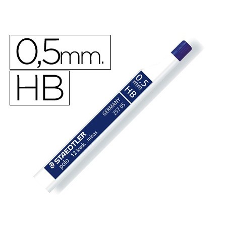 Minas staedtler grafito 0,5 mm hb polo 257 tubo con 12 minas