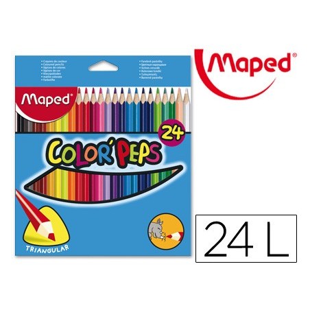 Lapices de colores maped triangulares caja de 24 unidades colores surtidos