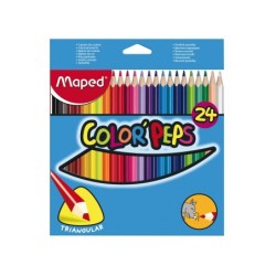 Lapices de colores maped triangulares caja de 24 unidades colores surtidos