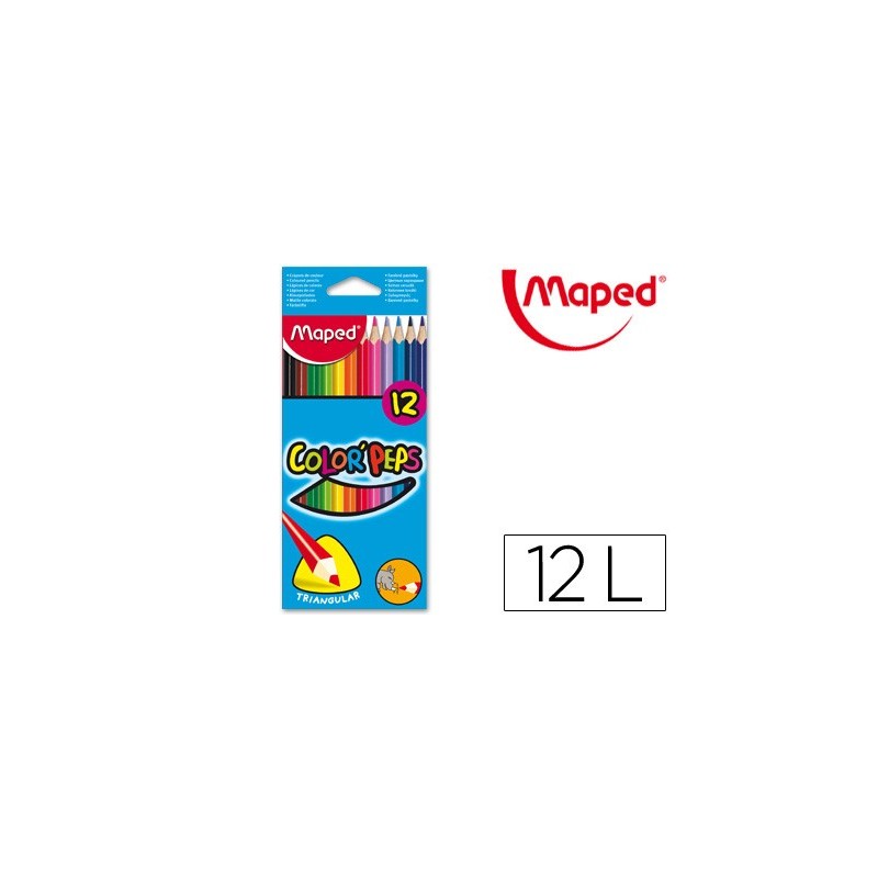 Lapices de colores maped triangulares caja de 12 unidades colores surtidos