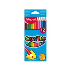 Lapices de colores maped triangulares caja de 12 unidades colores surtidos
