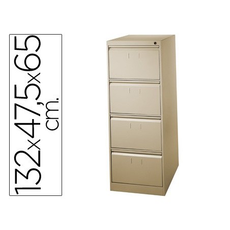 Fichero cajones de suelo metal 4 cajones 132 cm alto 65 cm prof 47,5 ancho beige n.34 guias telescopicas antivuelco
