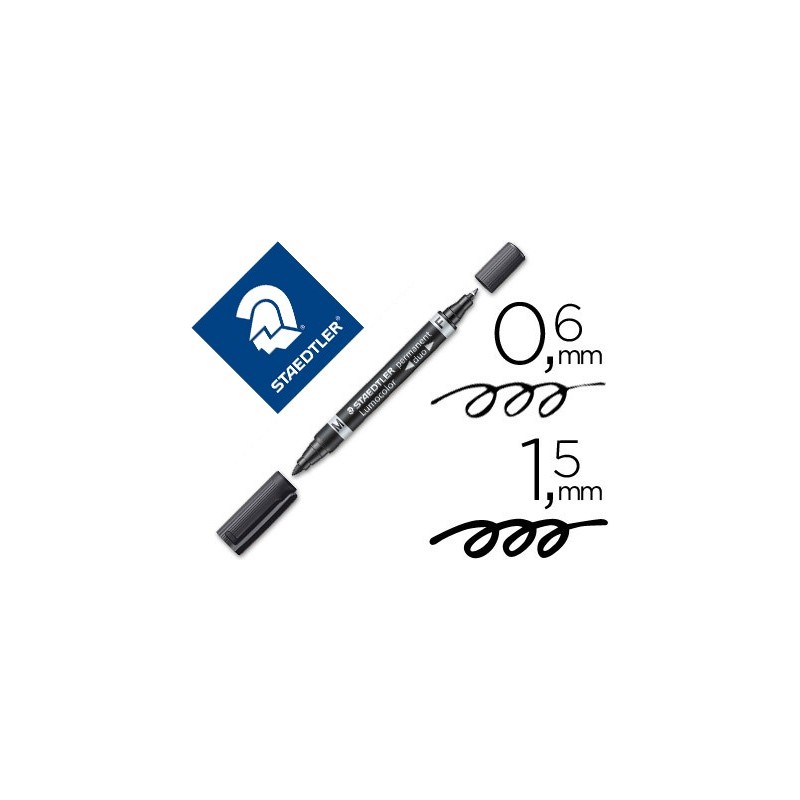 Rotulador staedtler lumocolor permanente duo 348 negro punta f 0,6 mm punta m 1,5 mm Rotulador staedtler lumocolor permanente duo 348 negro punta f 0,6 mm punta m 1,5 mm