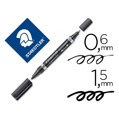 Rotulador staedtler lumocolor permanente duo 348 negro punta f 0,6 mm punta m 1,5 mm