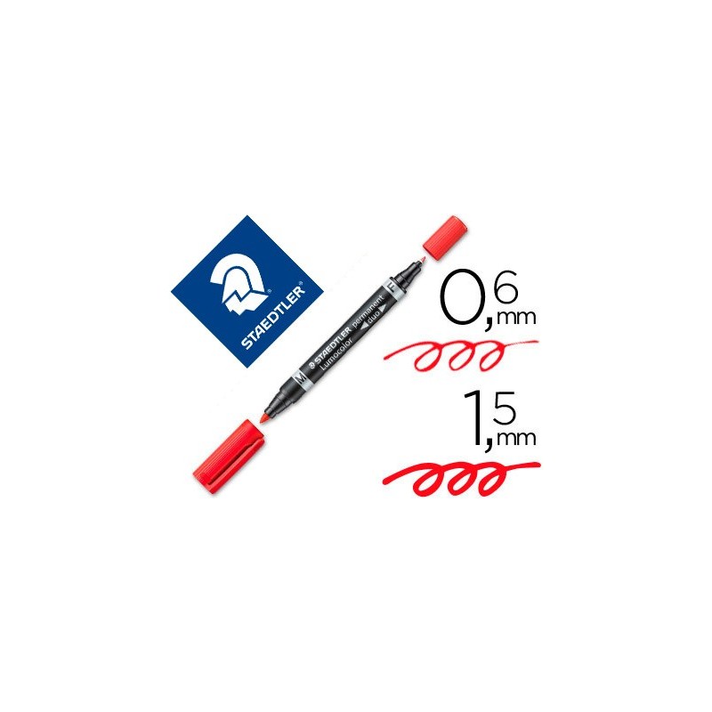 Rotulador staedtler lumocolor permanente duo 348 rojo punta f 0,6 mm punta m 1,5 mm Rotulador staedtler lumocolor permanente duo 348 rojo punta f 0,6 mm punta m 1,5 mm