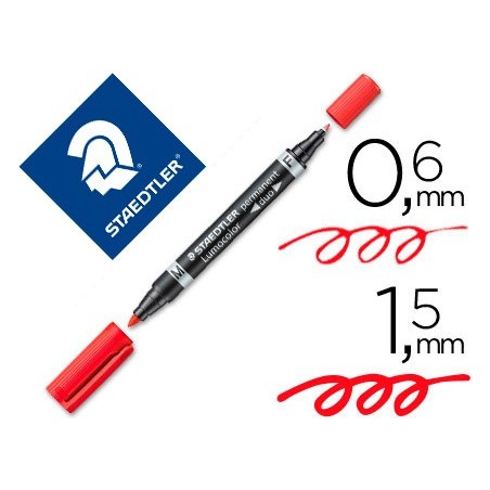 Rotulador staedtler lumocolor permanente duo 348 rojo punta f 0,6 mm punta m 1,5 mm