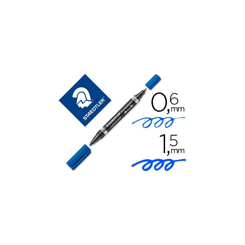 Rotulador staedtler lumocolor permanente duo 348 azul punta f 0,6 mm punta m 1,5 mm Rotulador staedtler lumocolor permanente duo 348 azul punta f 0,6 mm punta m 1,5 mm