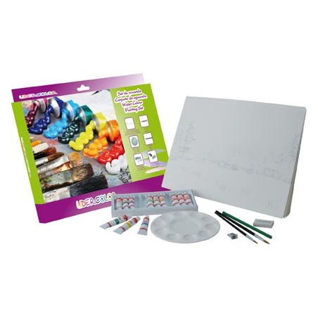 Set acuarela lidercolor contiene 10 laminas acuarela 27x38cm 1 paleta plast 12x12ml1 sacapunt 1 perfilador 1 goma