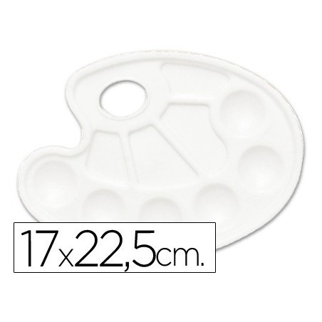 Paleta plastico lidercolor ovalada 10 huecos diestros tamaño 17x22,5cm