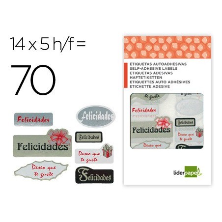Etiqueta liderpapel felicidades / deseo que te guste sobre de 70 unidades