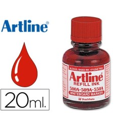 Tinta artline rojo para rotulador pizarra blanca 500a bote 20 ml