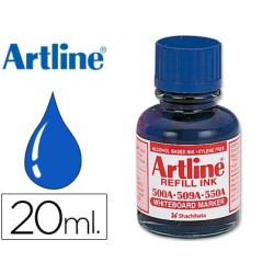 Tinta artline azul para rotulador pizarra blanca 500a bote 20 ml