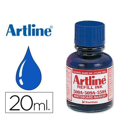 Tinta artline azul para rotulador pizarra blanca 500a bote 20 ml