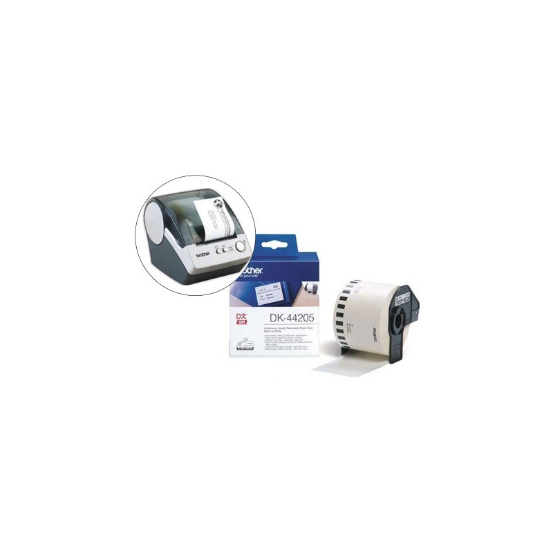Etiqueta brother dk44205 cinta papel continuo adhesiva removible blanca 62x30,48 mt