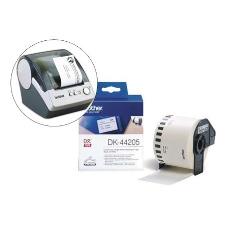 Etiqueta brother dk44205 cinta papel continuo adhesiva removible blanca 62x30,48 mt