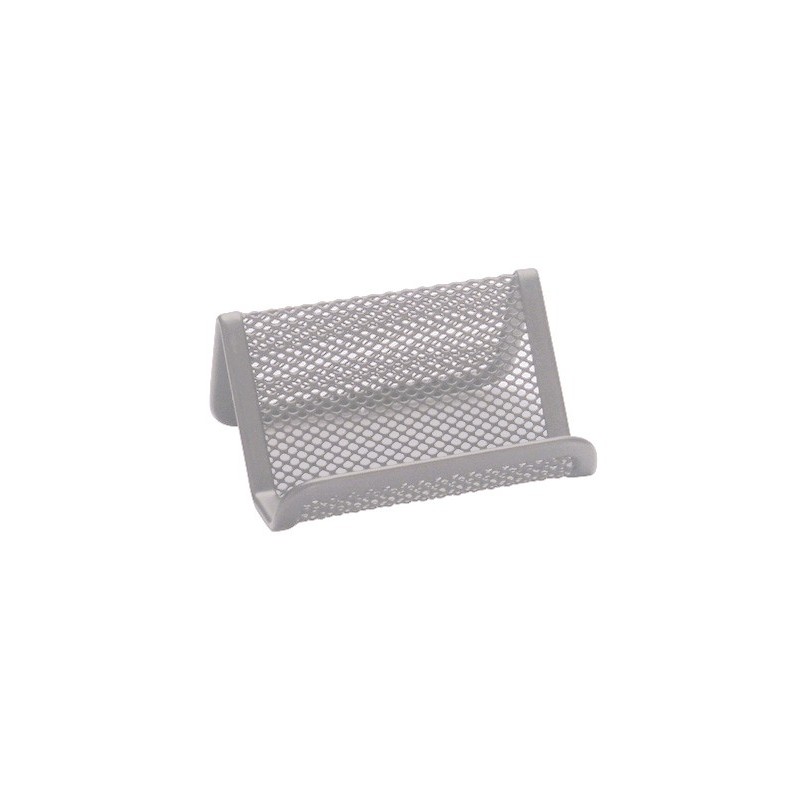 Portatarjetas q-connect metalico plata 11x7,5x5 cm