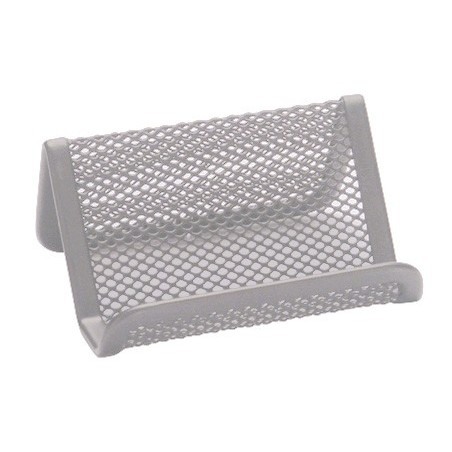 Portatarjetas q-connect metalico plata 11x7,5x5 cm