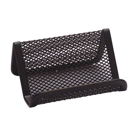 Portatarjetas q-connect metalico negro 11x7,5x5 cm