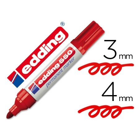 Rotulador edding punta fibra permanente 550 rojo n.2 punta redonda recargable