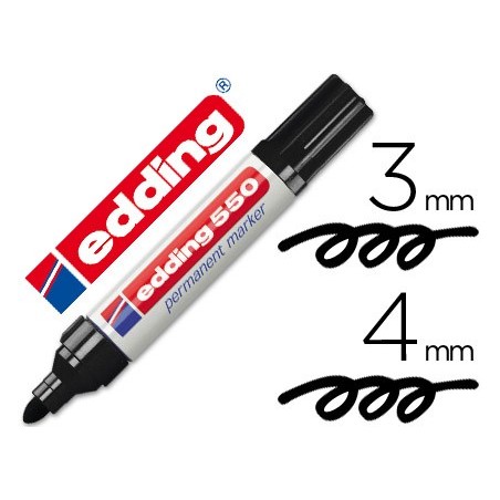 Rotulador edding punta fibra permanente 550 negro n.1 punta redonda recargable