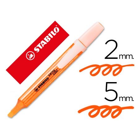 Rotulador stabilo marcador fluorescente swing cool naranja