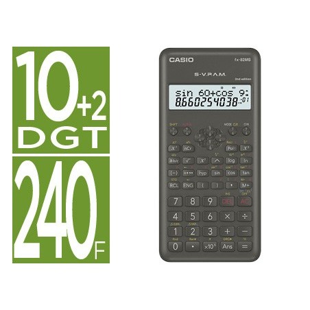 Calculadora casio fx-82msii cientifica 240 funciones pantalla de dos lineas