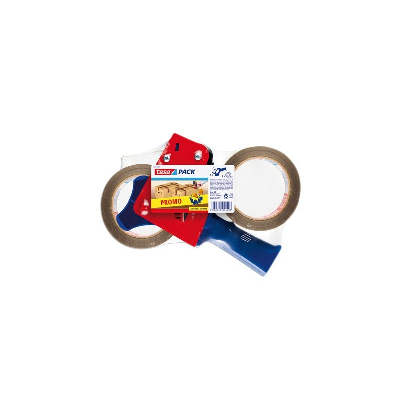 Portarrollo tesa para embalaje para rollos de 66mt x 50mm 2 rollos cinta marron