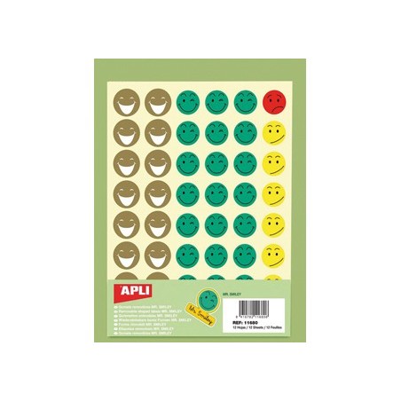 Gomets escolar caras mr smiley bolsa de 12 hojas