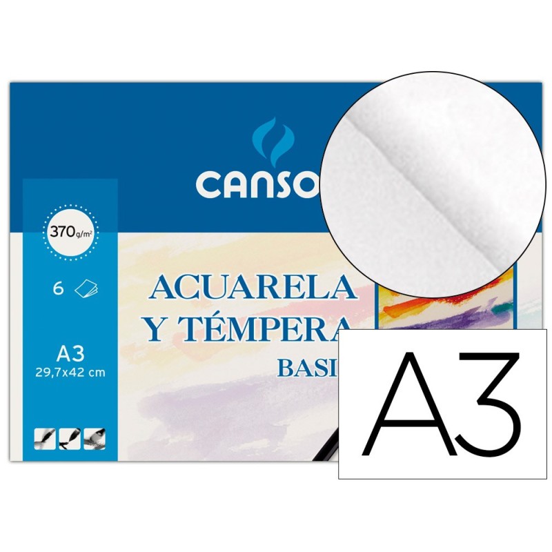 Papel acuarela basik canson din a3 370 gr pack de 6 hojas Papel acuarela basik canson din a3 370 gr pack de 6 hojas