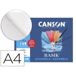 Papel acuarela basik canson din a4 370 gr pack de 6 hojas