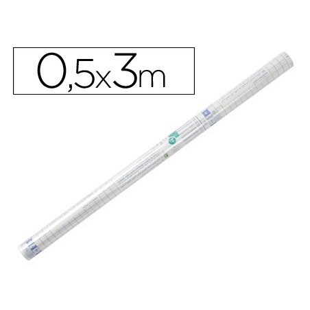 Rollo plastico adhesivo liderpapel 0,50x3 mt. 8o micras forralibros removible