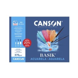 Papel acuarela basik canson din a4 370 gr pack de 6 hojas