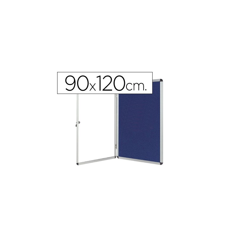 Vitrina de anuncios q-connect mural grande fieltro azul con puerta y marco con cerradura 120x90 cm Vitrina de anuncios q-connect mural grande fieltro azul con puerta y marco con cerradura 120x90 cm