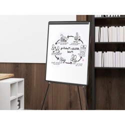 Pizarra blanca q-connect con tripode 100x70 cm para convenciones superficie laminada marco negro